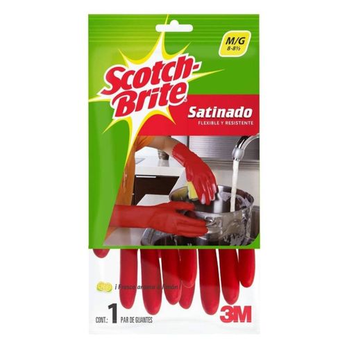 Guantes 3M Scotch Brite Satinado Rojo Mediano
