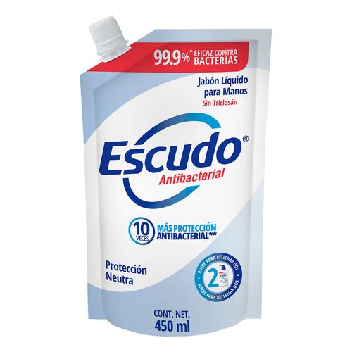 Jabón Líquido para Manos Escudo Antibacterial Neutro Refill de 450ml