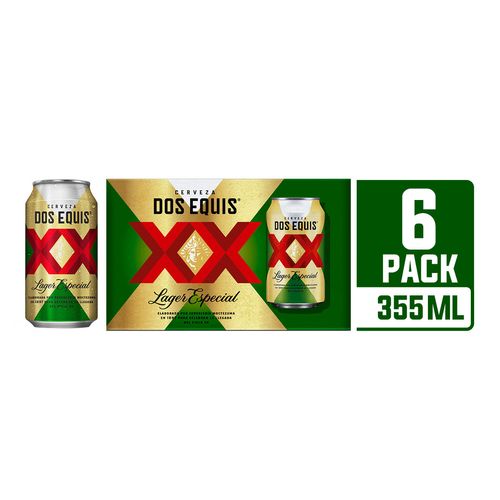 Cerveza Clara Dos Equis Lager 6 Latas de3 55 ml c/u