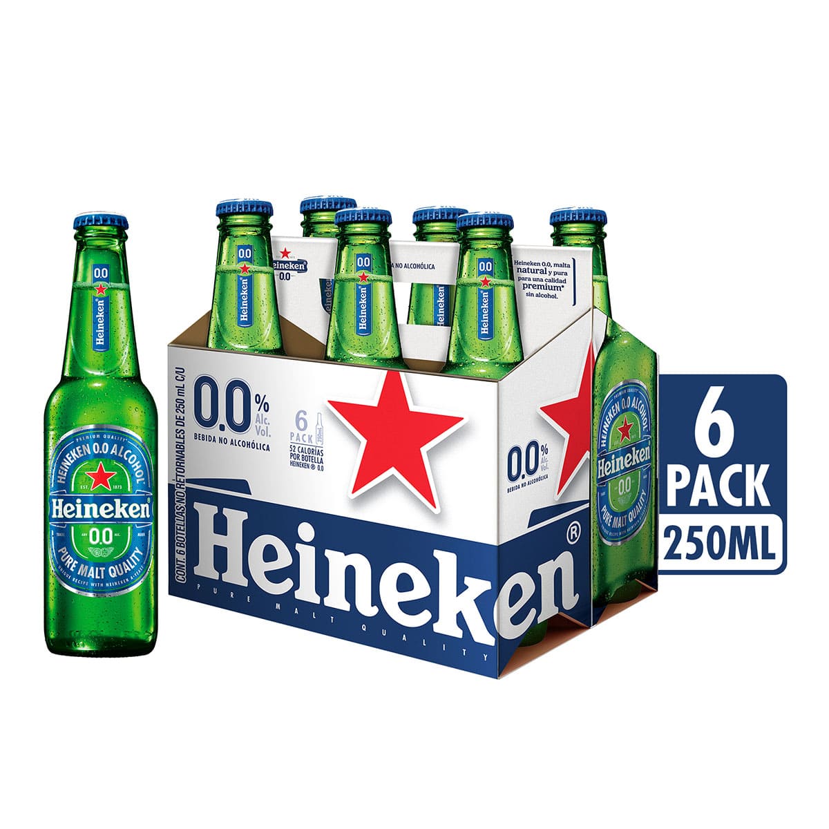 Cerveza Sin Alcohol Heineken 0.0 6 Botellas de 250ml c/u. | Chedraui