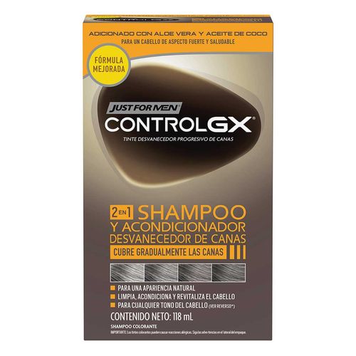 Shampoo Acondicionador Colorante Just For Men Control GX Desvanecedor de Canas 118ml