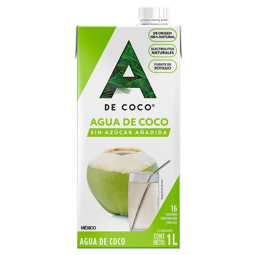Agua de Coco 100% Natural A de Coco 1L