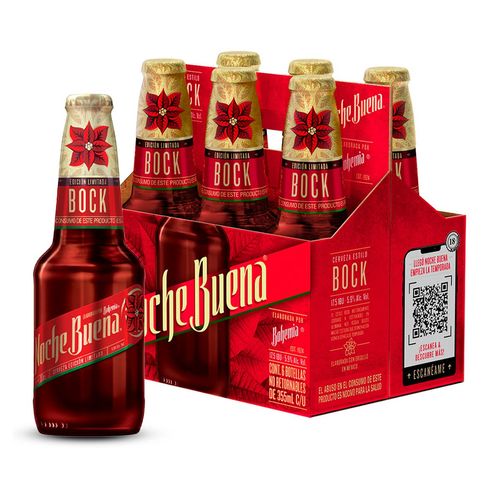 Cerveza Premium Noche Buena 6 Pack Botella de 355ml.