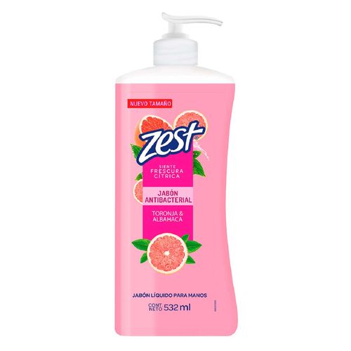 Jabón Líquido para Manos Zest Toronja y Albahaca Antibacterial 532ml