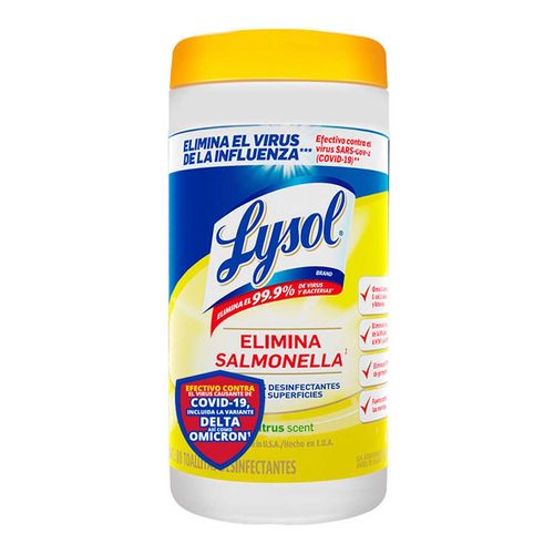 Toallitas Desinfectantes Lysol de Superficies Citrus 80 Toallitas