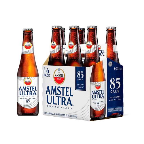 Cerveza Clara Amstel Ultra 6 Botellas de 355 ml c/u