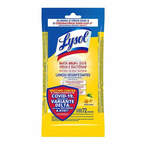 Toallitas Desinfectantes Lysol Aroma Citrus para Superficies 72 Toallitas.