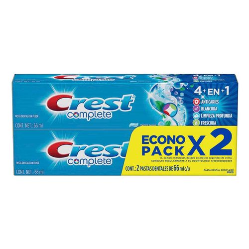 Pasta Dental Crest Complete 4 en 1 Menta Suave 2 Piezas de 66ml