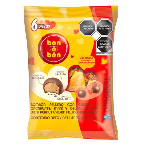 Chocolate Bon o Bon Leche 6 piezas de 15g