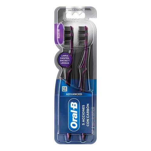 Cepillo de Dientes Oral-B Advanced 5 Acciones con Carbón 2 Cepillos