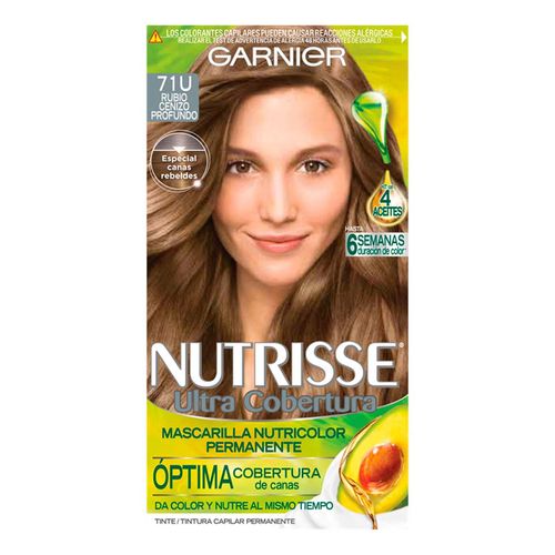 Tinte de Cabello Garnier Nutrisse Ultra cobertura 71U Rubio Cenizo