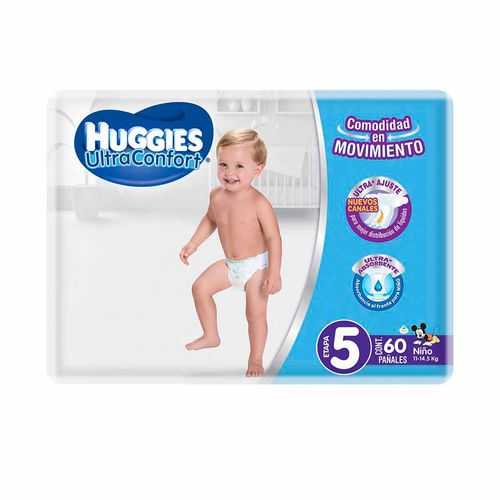 Pañales Huggies UltraConfort Etapa 5 para Niño 60 Pañales.