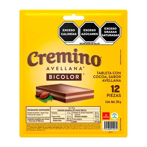 Chocolates Cremino Bicolor Avellana con 12 Piezas de 18g
