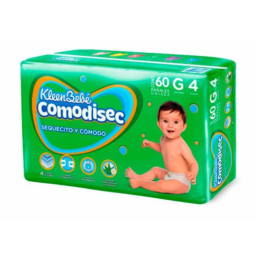 Pañales KleenBebé Comodisec Etapa 4 Grandes Unisex 60 Pañales