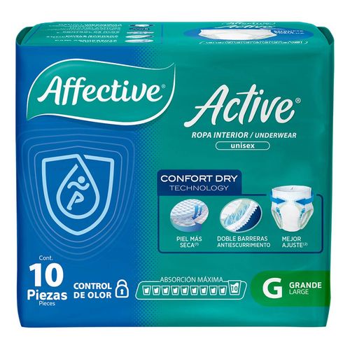 Ropa Interior Desechable Affective Active Unisex Talla Grande 10 Pañales