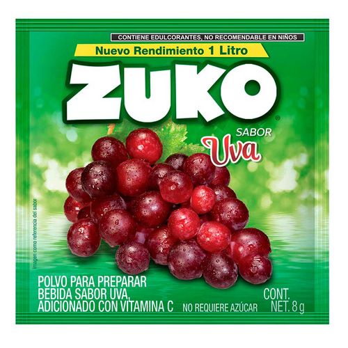 Saborizante ZUKO Sabor Uva Rinde 1 Litro 8g