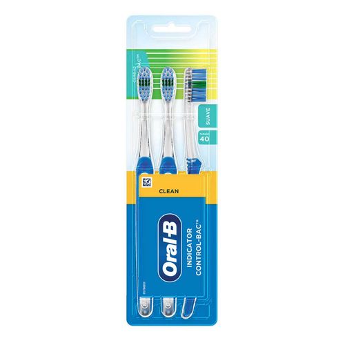 Cepillo de Dientes Oral-B Clean Indicator Control-Bac 3 Cepillos