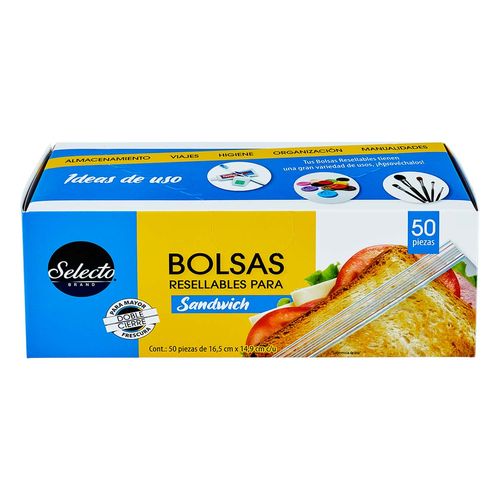 Bolsas para Sándwich Selecto Brand Resellables Doble Cierre 50 Bolsas