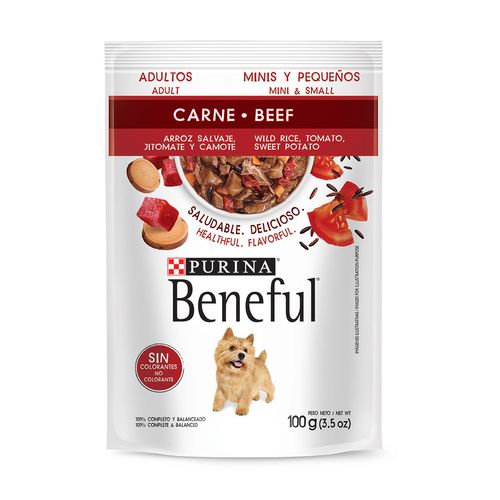 Purina Beneful Alimento Húmedo Adultos Minis Carne Sobre de 100g