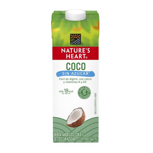 Bebida Vegetal Nature's Heart Sabor Coco Sin Azúcar 946ml