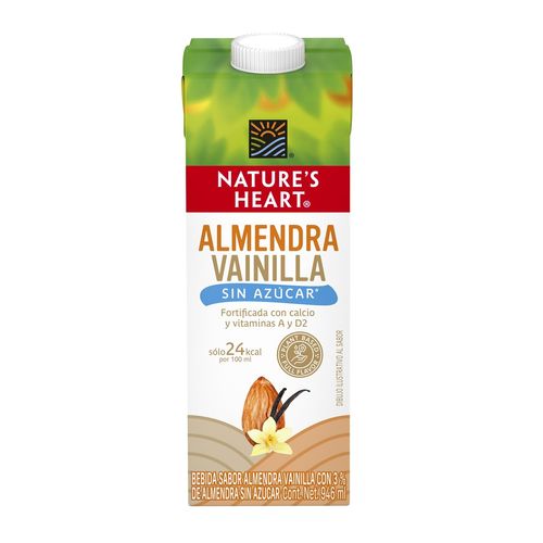 Bebida Vegetal Nature's Heart Sabor Almendra Vainilla Sin Azúcar 946ml