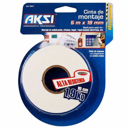 Cinta de Montaje Aksi 5m x 19mm Blanca