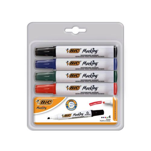 Marcador de Pizarrón Bic Marking Surtido de Colores 4 Piezas + Borrador