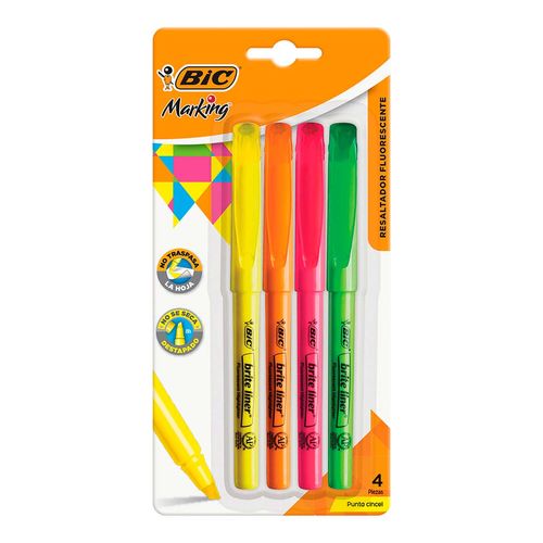 Resaltador Bic Marking Punta Resistente Surtido de Colores 4 Piezas