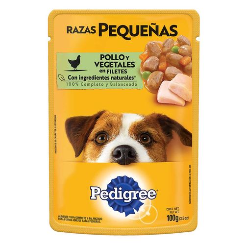 Alimento Húmedo para Perros Razas Pequeñas Pedigree Sabor Pollo y Vegetales 100gr