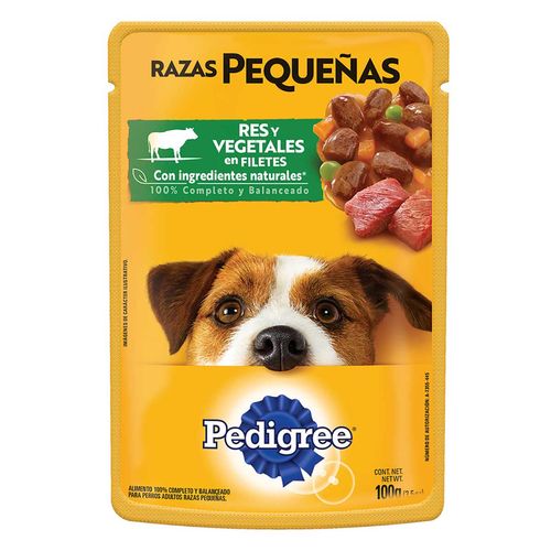 Alimento Húmedo para Perros Razas Pequeñas Pedigree Sabor Res y Vegetales 100gr