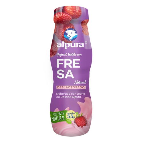 Yoghurt Alpura Bebible Fresa Deslactosado 220g