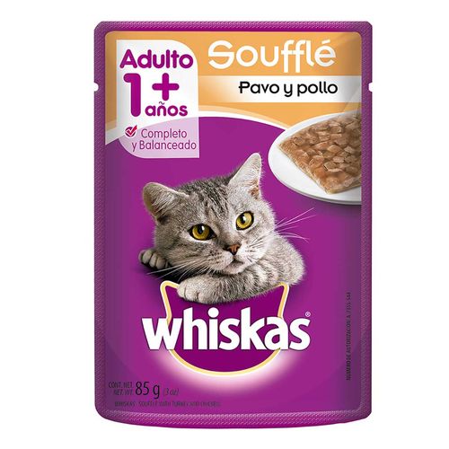 Alimento Húmedo para Gatos Whiskas Soufflé Pollo y Pavo 85g