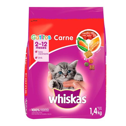 Alimento Seco para Gatos Whiskas Gatitos Carne 1.4kg