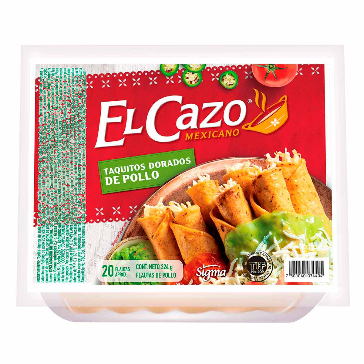 Taquitos Dorados de Pollo El Cazo 324g Chedraui