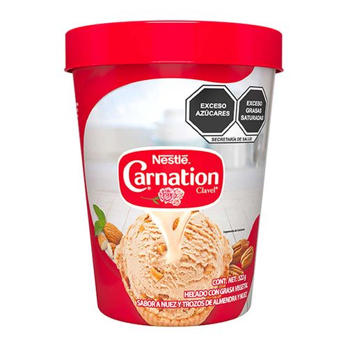 Helado Nestlé Carnation Clavel con trozos de Almendra y Nuez 522g