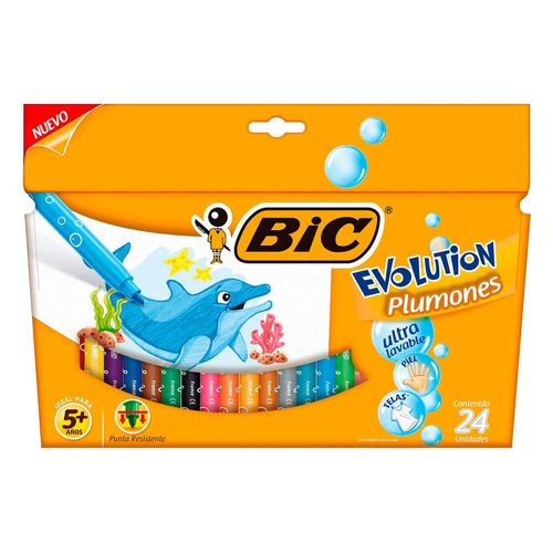 Plumón Bic Evolution Ultra Lavable 24 Piezas