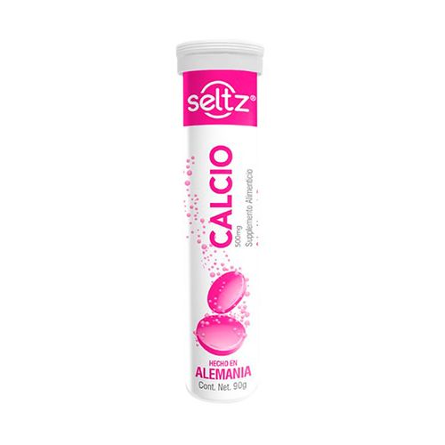 Tabletas Efervescentes Seltz Calcio Sabor Limonada Rosa Tubo con 20 Tabletas