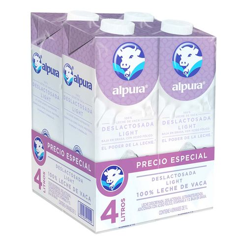 Leche Alpura Deslactosada Light 4 Piezas de 1L c/u