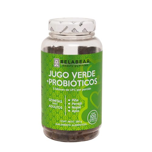Gomitas para Adultos Belabear Jugo Verde más Probióticos Frasco con 100 Gomitas