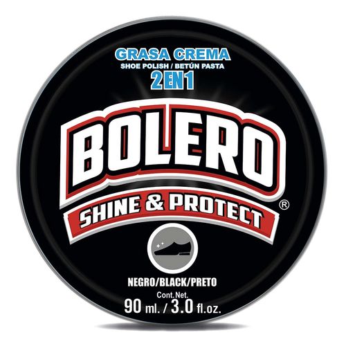 Grasa Crema para Calzado Bolero 2 en 1 Negro 90ml