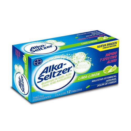 Tabletas Efervescentes Alka-Seltzer Lima Limón Caja con 12 Tabletas