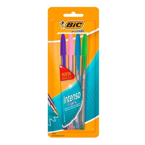 Bolígrafo Bic Cristal Intenso Punto Extra Grueso 4 Piezas