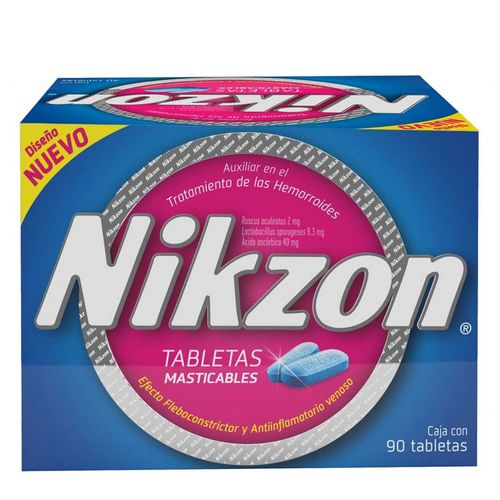 Tabletas Masticables Nikzon para Hemorroides 90 Tabletas