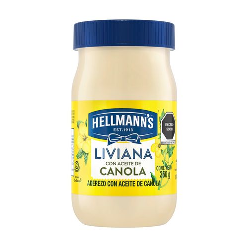 Mayonesa Hellmann's Liviana con aceite de canola 360 gr