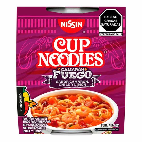 Sopa Instantánea Nissin Fuego Camarón Chile y Limón 64g
