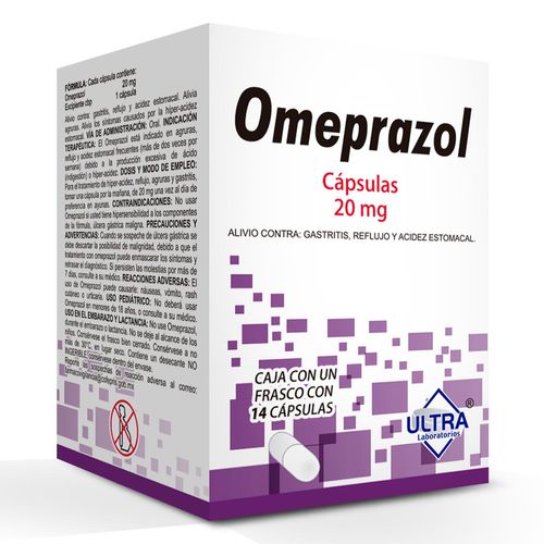 Cápsulas Genéricas Omeprazol 20mg Caja con 14 Cápsulas