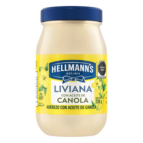 Mayonesa Hellmann's Liviana con aceite de canola 220g