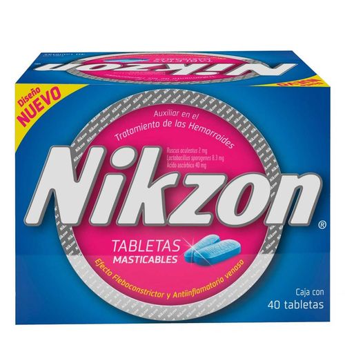 Tabletas Masticables Nikzon para Hemorroides 40 Tabletas