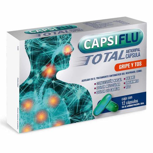 Cápsulas Capsiflu Total Gripe y Tos Caja con 12 Cápsulas