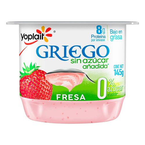 Yoghurt Yoplait Batido Griego sin Azúcar Fresa 145g